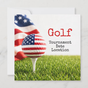 Golfball mit amerikanischer Flagge Golfturnier Einladung