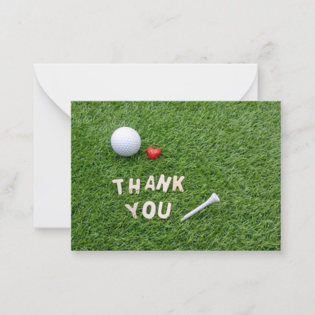 Golfball mit Dankeschön mit Liebe & Abschlag auf g Mitteilungskarte (Vorderseite)