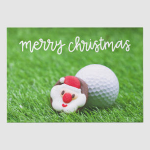 Golfball mit dem Weihnachtsmann auf grüner Weihnac Seidenpapier