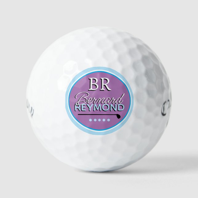 GolfBall mit Name Monogram Lavender (Vorderseite)