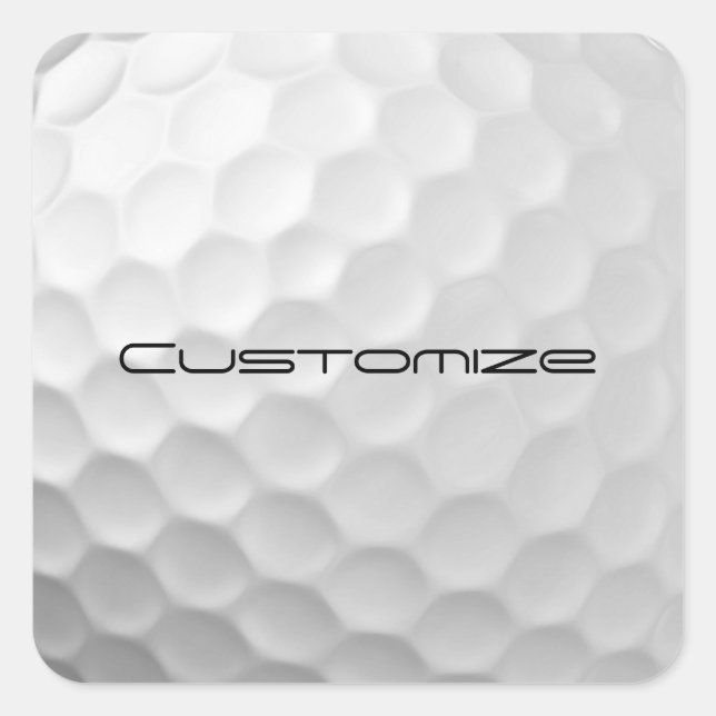 Golfball mit Personalisiertem Text Quadratischer Aufkleber (Vorderseite)