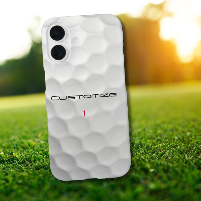 Golfball mit Personalisiertem Text und Nummer iPhone 16 Hülle (Von Creator hochgeladen)