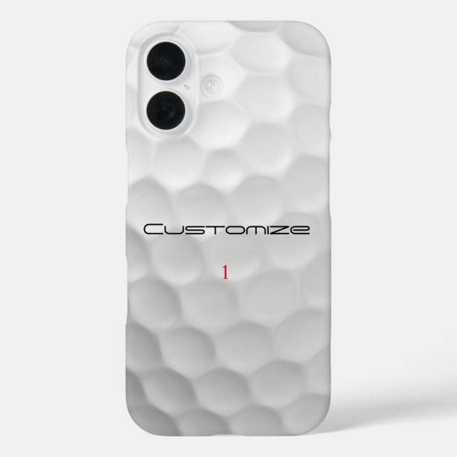 Golfball mit Personalisiertem Text und Nummer iPhone 16 Hülle (Rückseite)