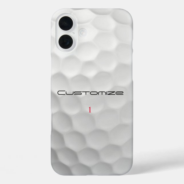 Golfball mit Personalisiertem Text und Nummer iPhone 16 Plus Hülle (Rückseite)