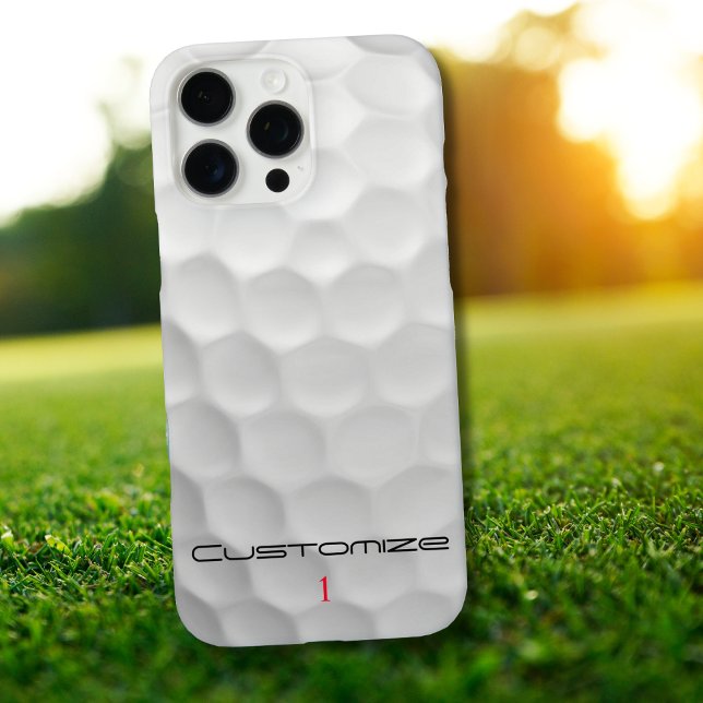 Golfball mit Personalisiertem Text und Nummer iPhone 16 Pro Max Hülle (Von Creator hochgeladen)