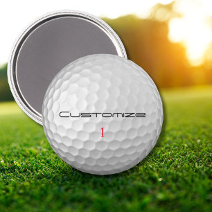 Golfball mit Personalisiertem Text und Nummer Magnet