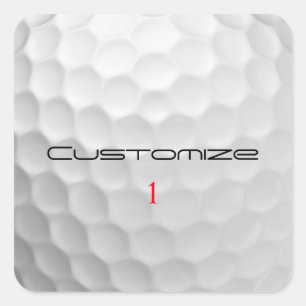 Golfball mit Personalisiertem Text und Nummer Quadratischer Aufkleber