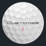 Golfball mit Personalisiertem Text und Nummer Runder Aufkleber<br><div class="desc">Passen Sie dieses Bild mit Text und Nummer Ihrer Wahl an. Einzigartiges Design für den lässigen Golfer zum beruflichen im Herzen. Einzigartig und elegant, wird dies sicherlich Ihre Golffreunde beim nächsten Turnier beeindrucken.</div>