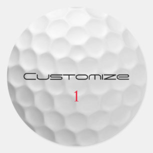 Golfball mit Personalisiertem Text und Nummer Runder Aufkleber
