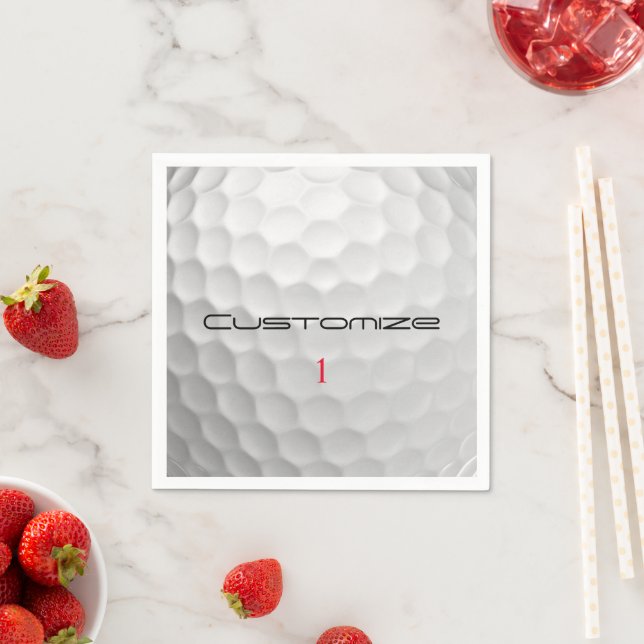 Golfball mit Personalisiertem Text und Nummer Serviette (Beispiel)