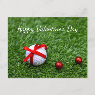 Golfball mit rotem Band und Kugeln Valentine's Feiertagspostkarte
