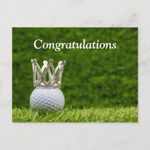 Golfball mit silberner Krone Gratulationen Postkarte