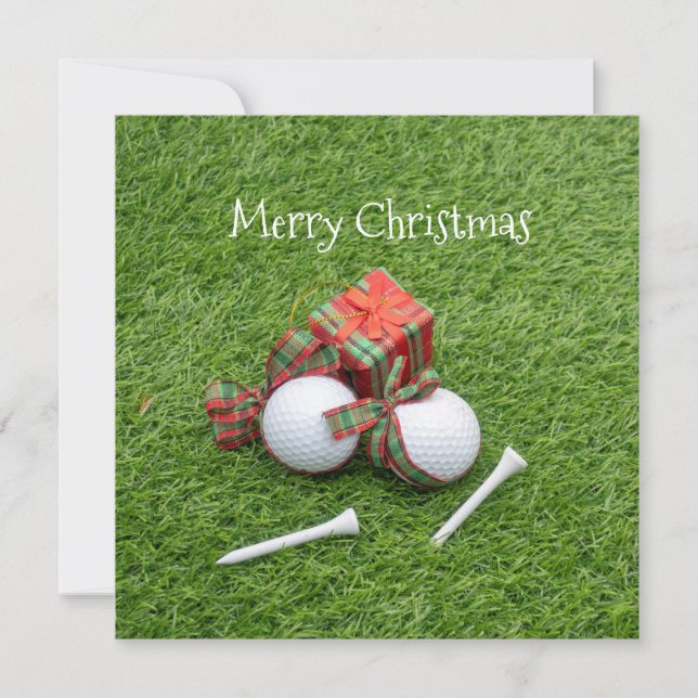 Golfball mit Tee und Geschenk für Golfer Weihnacht (Vorderseite)
