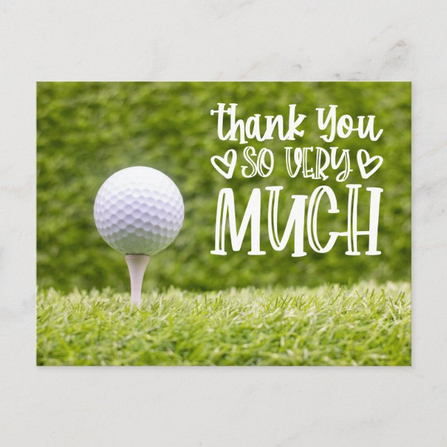 Golfball mit Vielen Dank für Ihr Interesse an grün Postkarte (Vorderseite)