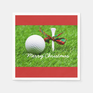 Golfball mit Weihnachtsbändern und Tee Serviette