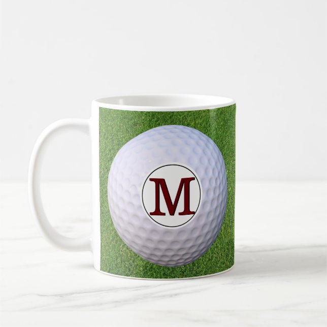 Golfball Monogramm Golfer Grünflächen Rasen Kaffeetasse (Links)