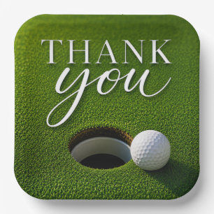 Golfball neben Loch Danke-Party  Pappteller