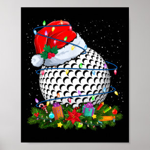 Golfball-Santa-Hut-Weihnachtsbeleuchtung Lustiger Poster
