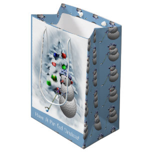 Golfball-Schneemann-Weihnachten Mittlere Geschenktüte