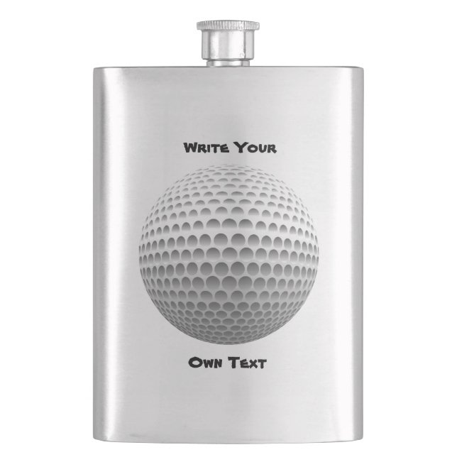 Golfball - schreiben Sie Ihren eigenen Text Flachmann (Vorderseite)