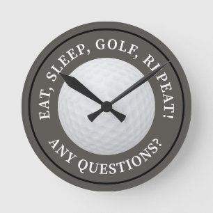 Golfball-Sport Golf-Zitat Modern Braun Bronze Runde Wanduhr