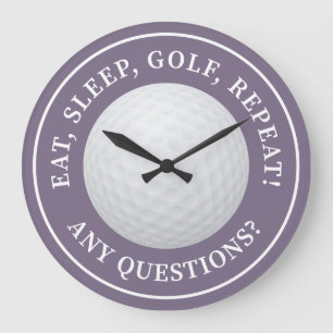 Golfball Sport Golfen Zitat Modern Lustig Lila Große Wanduhr