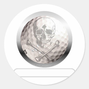 Golfball-Totenkopf mit gekreuzter Knochen Runder Aufkleber
