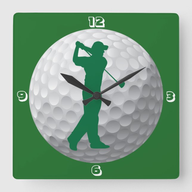 Golfball-Uhr Quadratische Wanduhr (Vorderseite)