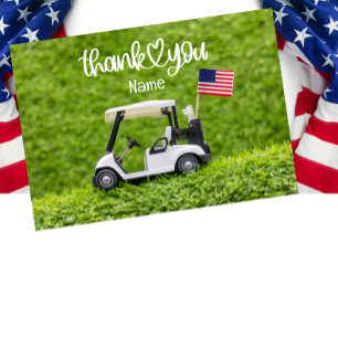 Golfball und amerikanische Flagge Dankeskarte