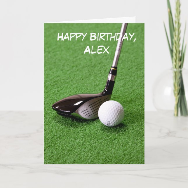 Golfball und Club Personalisiert zum Geburtstag Karte (Vorderseite)