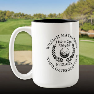 Golfball und Kranz individuell personalisiert für  Zweifarbige Tasse