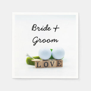 Golfball und T-Shirt mit LIEBE Golfer Wedding Serviette