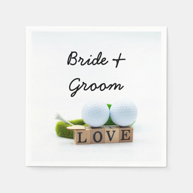 Golfball und T-Shirt mit LIEBE Golfer Wedding Serviette (Vorderseite)
