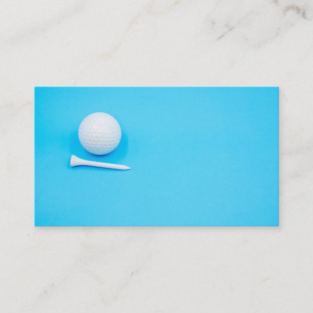 Golfball und Tee auf blauem Grund Visitenkarte (Vorderseite)