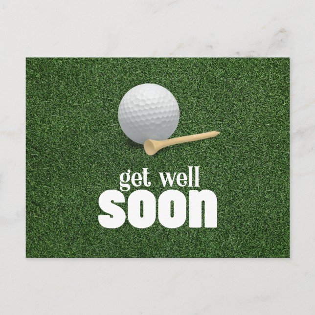 Golfball und Tee Bringen Sie sich auf grünem Gras  Postkarte (Vorderseite)