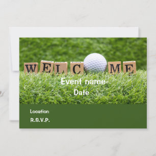 Golfball und Tee Einladungskarte zur Willkommenspa
