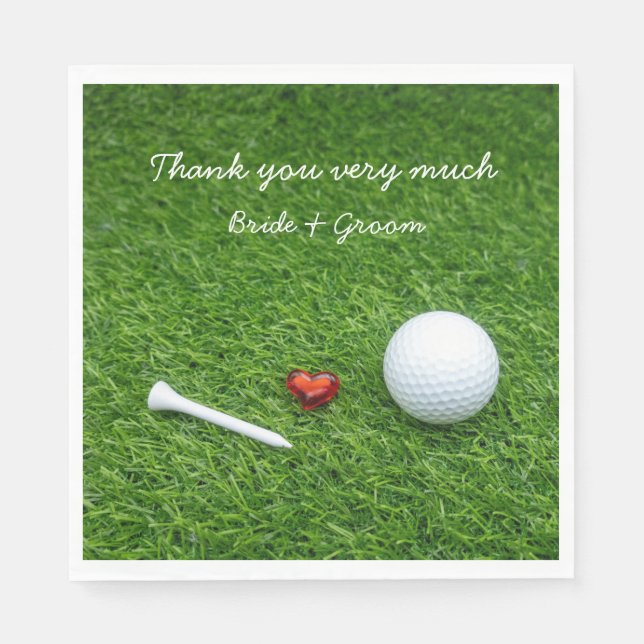 Golfball und Tee mit Liebe für Hochzeiten Serviette (Vorderseite)