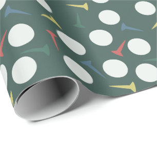 Golfball- und Tee-Muster Dunkelgrün Geschenkpapier
