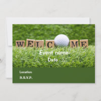 Golfball und Tee Willkommensparty-Einladungskarte