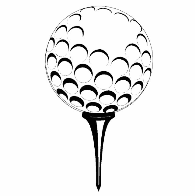 Golfball und Teeskulptur Freistehende Fotoskulptur (Vorne)