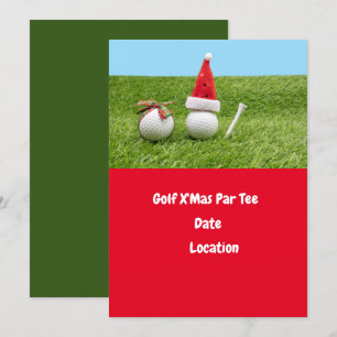 Golfball und Weihnachtsmannmütze für den Weihnacht Einladung