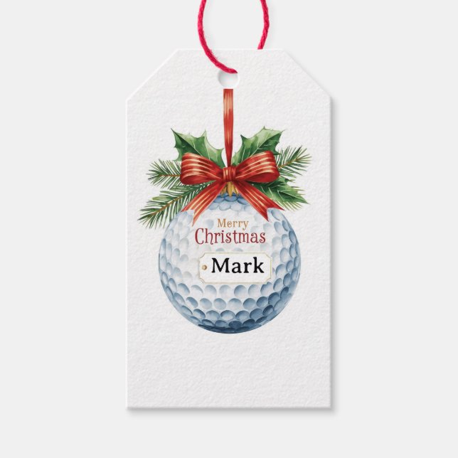 Golfball Weihnachtsthema Geschenkanhänger (Vorderseite)