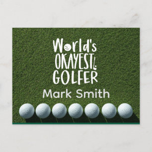 Golfbälle auf grünem Gras Welt Okayester Golfer Postkarte