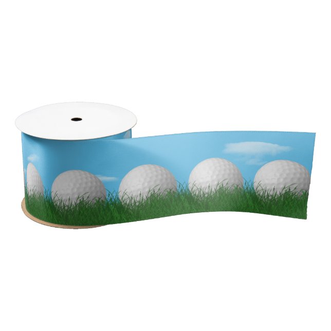 Golfbälle im Gras Satinband (Spule)