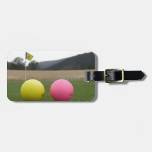 Golfbälle in Gelb und Rosa, Gepäckanhänger