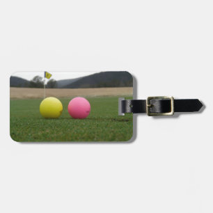 Golfbälle in Gelb und Rosa, Gepäckanhänger