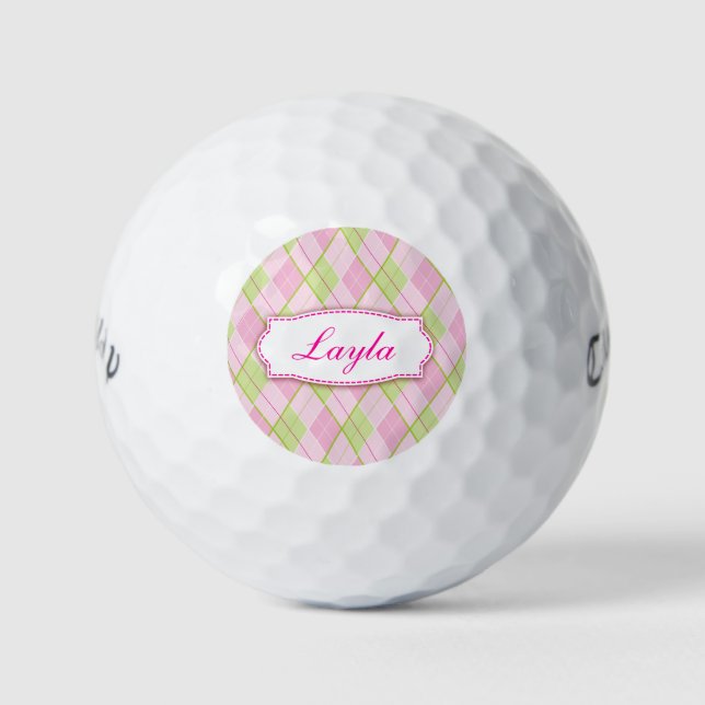 Golfbälle, kariert, personalisiert, Golfbälle (Vorderseite)
