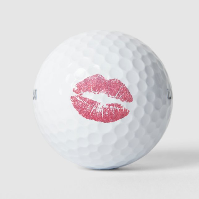 Golfbälle Küssen, pinkfarbene Lippen-Geschenk (Vorderseite)