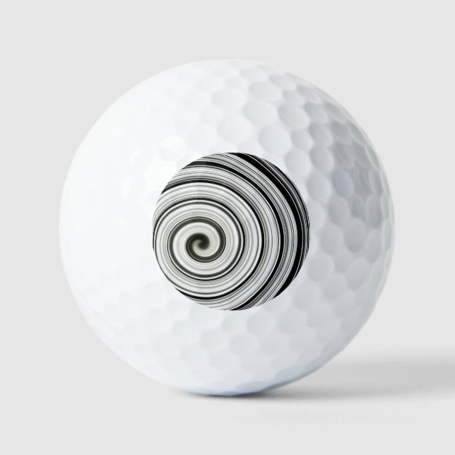 Golfbälle mit schwarzer und weißer Spirale (Vorderseite)