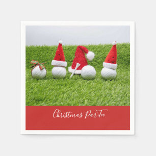 Golfbälle mit Weihnachtsmannmütze Weihnachten sind Serviette